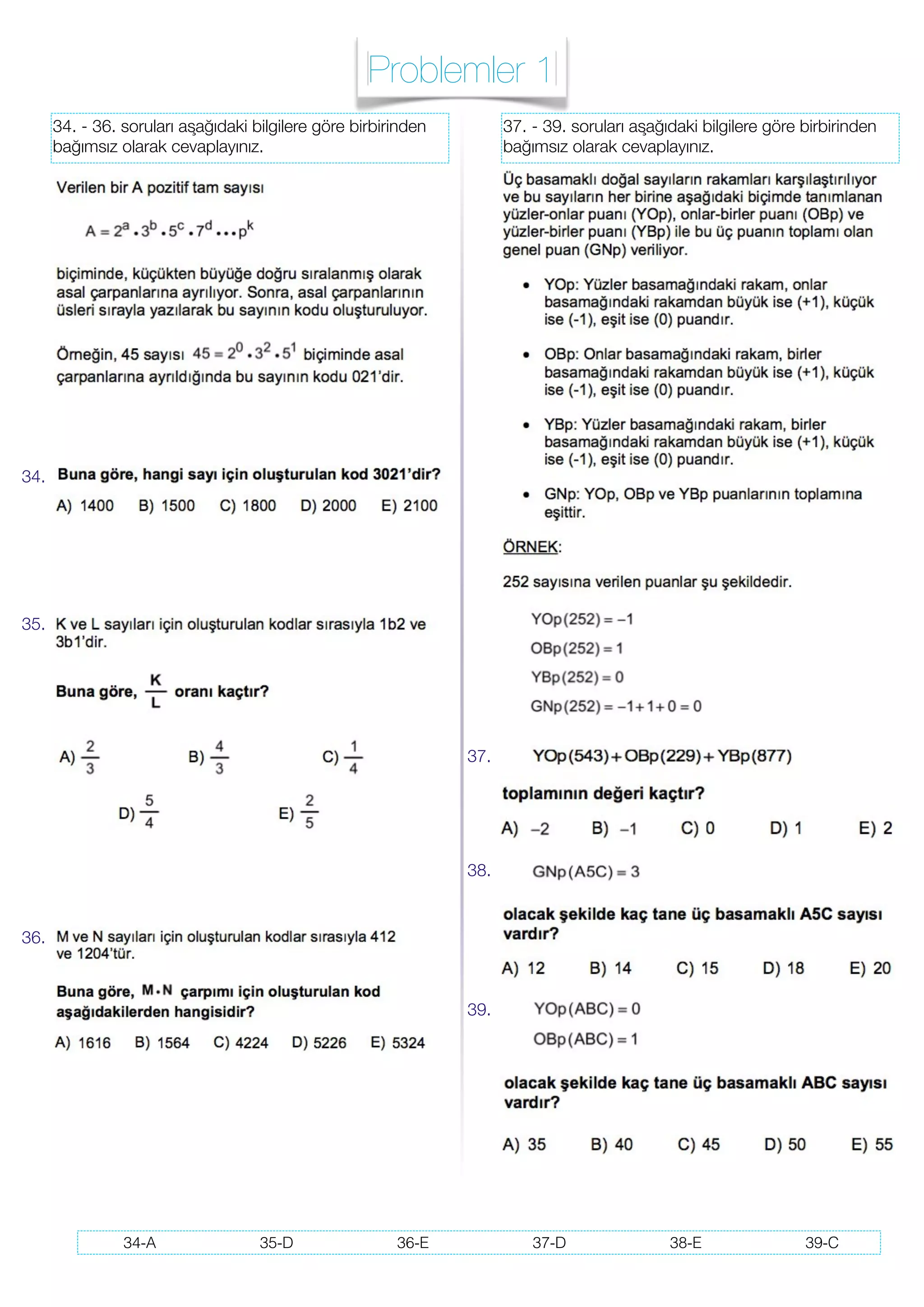 KPSS MATEMATİK PROBLEMLER KARIŞIK TESTLER | PDF