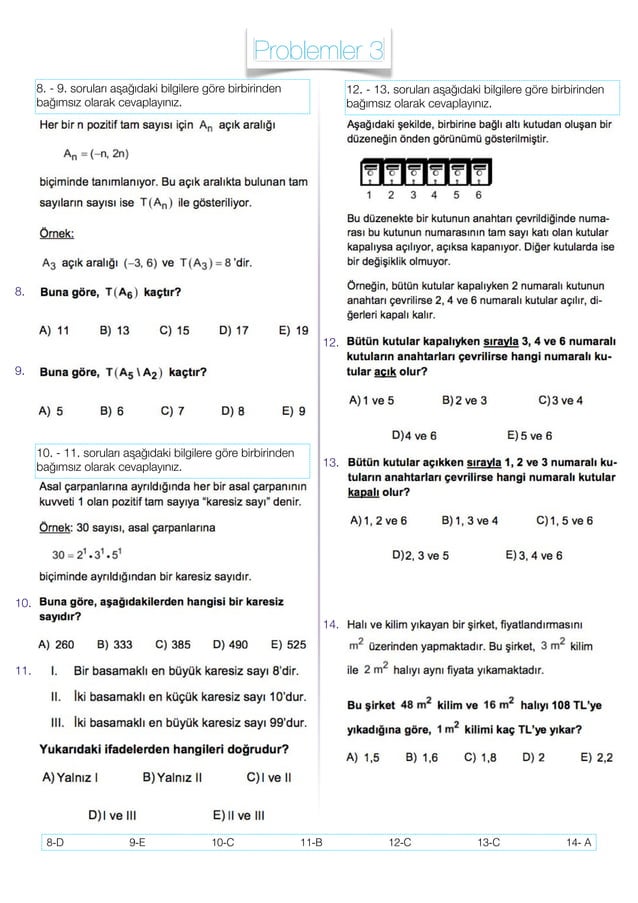 KPSS MATEMATİK PROBLEMLER KARIŞIK TESTLER | PDF