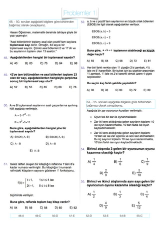 KPSS MATEMATİK PROBLEMLER KARIŞIK TESTLER | PDF