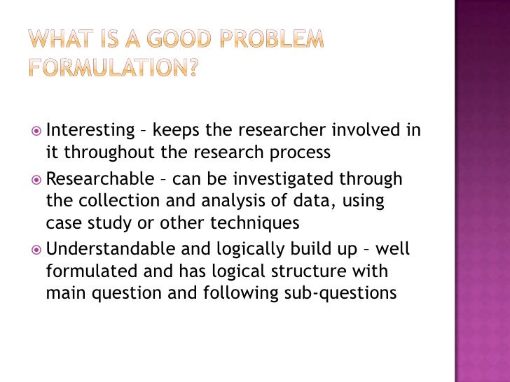 Problem formulation