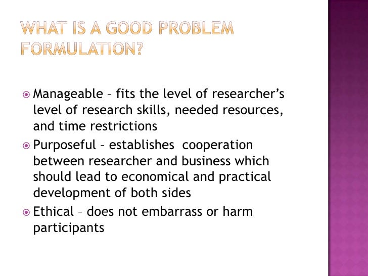 Problem formulation
