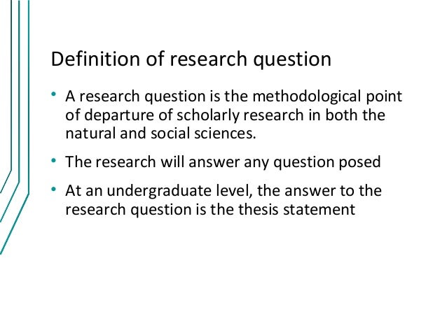 Problem (how to form good research question)