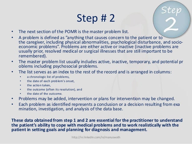 Problem oriented medical record