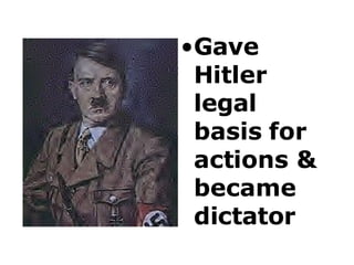 Gave Hitler legal basis for actions & became dictator 