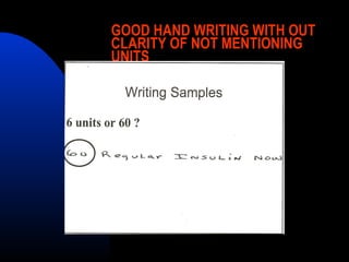 GOOD HAND WRITING WITH OUT
CLARITY OF NOT MENTIONING
UNITS
 