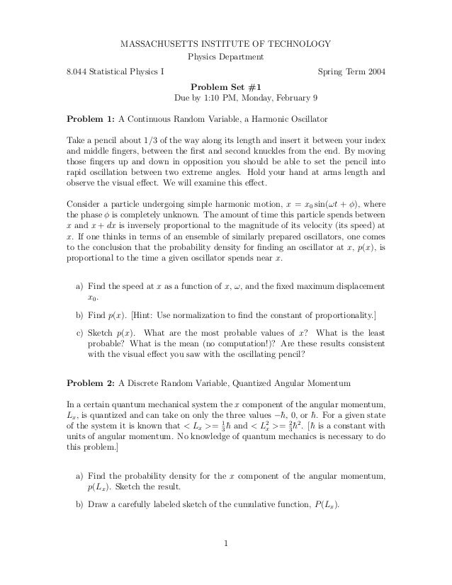 Problems And Solutions Statistical Physics 1