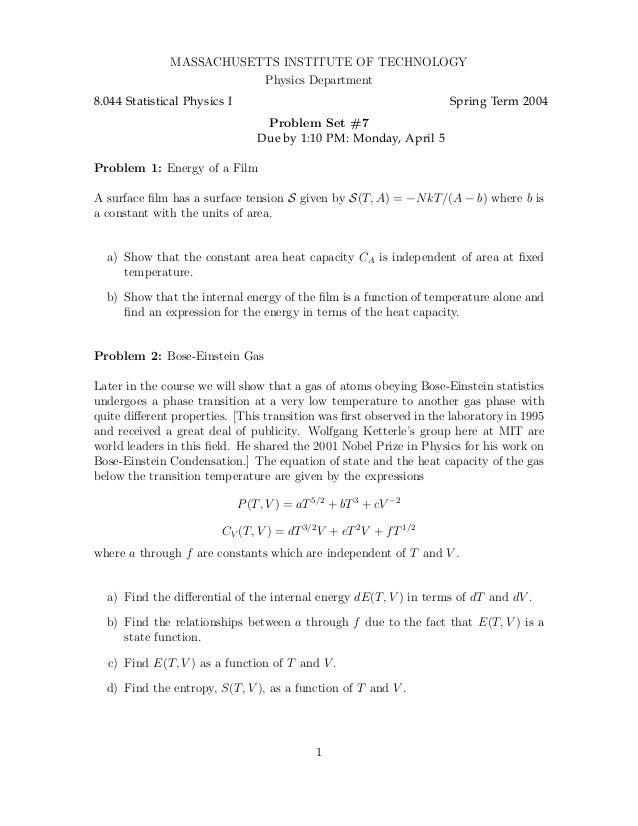 Problems And Solutions Statistical Physics 1