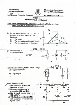 Electric Circuits Class (Problem set A)