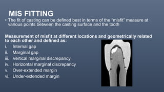 Mispick Defect Failures in Fixed Partial Denture | PPTX
