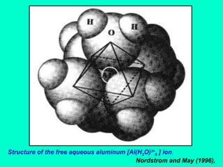 Structure of the free aqueous aluminum [Al(H2O)3+6 ] ion.
Nordstrom and May (1996),

 