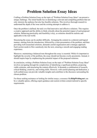 Problem Solution Essay Ideas. 008 Essay Example Writing Problem ...