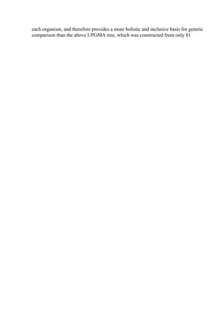 each organism, and therefore provides a more holistic and inclusive basis for genetic
comparison than the above UPGMA tree, which was constructed from only 81
 