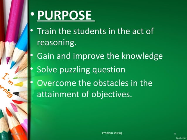 Problem solving method | PPT | Educational Assessment | Education