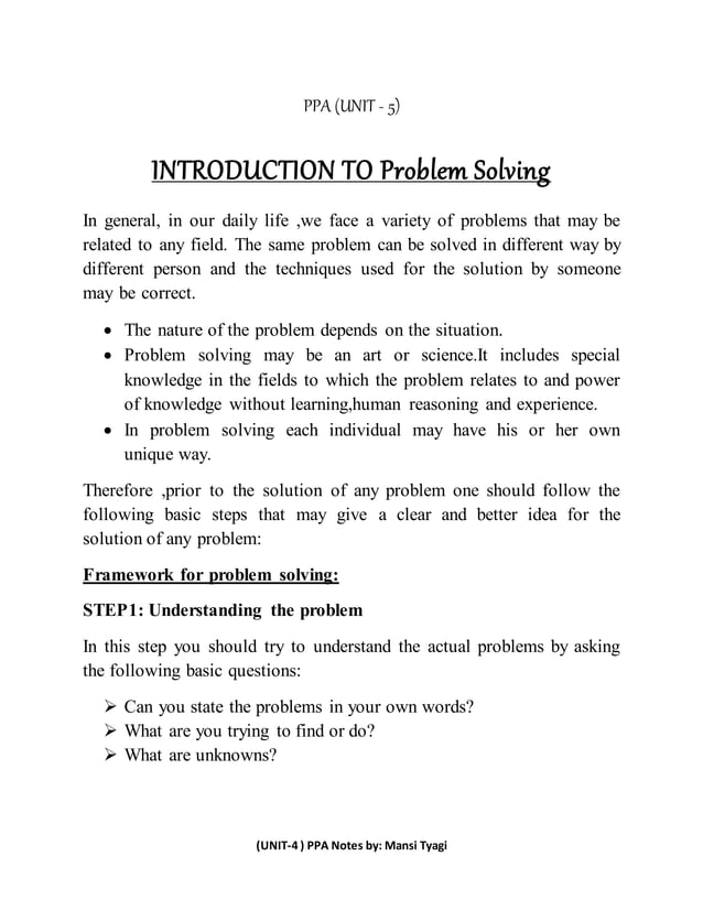 problem solving techniques using c pdf