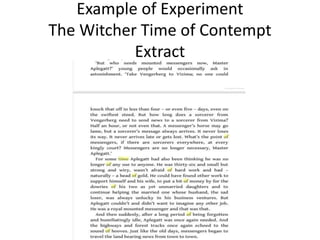 Example of Experiment
The Witcher Time of Contempt
Extract
 