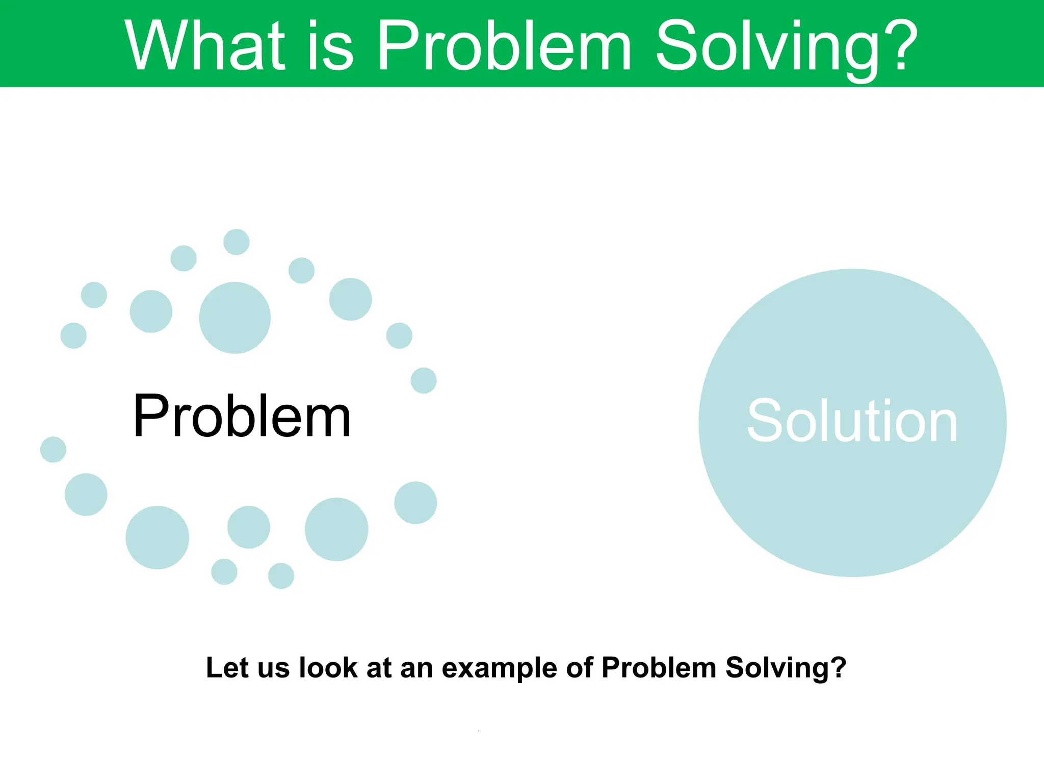 What is Problem Solving?
Problem Solution
Let us look at an example of Problem Solving?
 