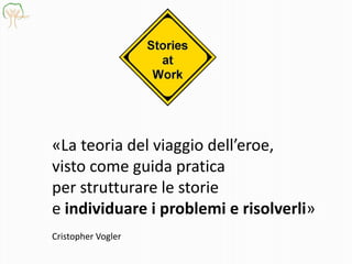 «La teoria del viaggio dell’eroe,
visto come guida pratica
per strutturare le storie
e individuare i problemi e risolverli»
Cristopher Vogler
 