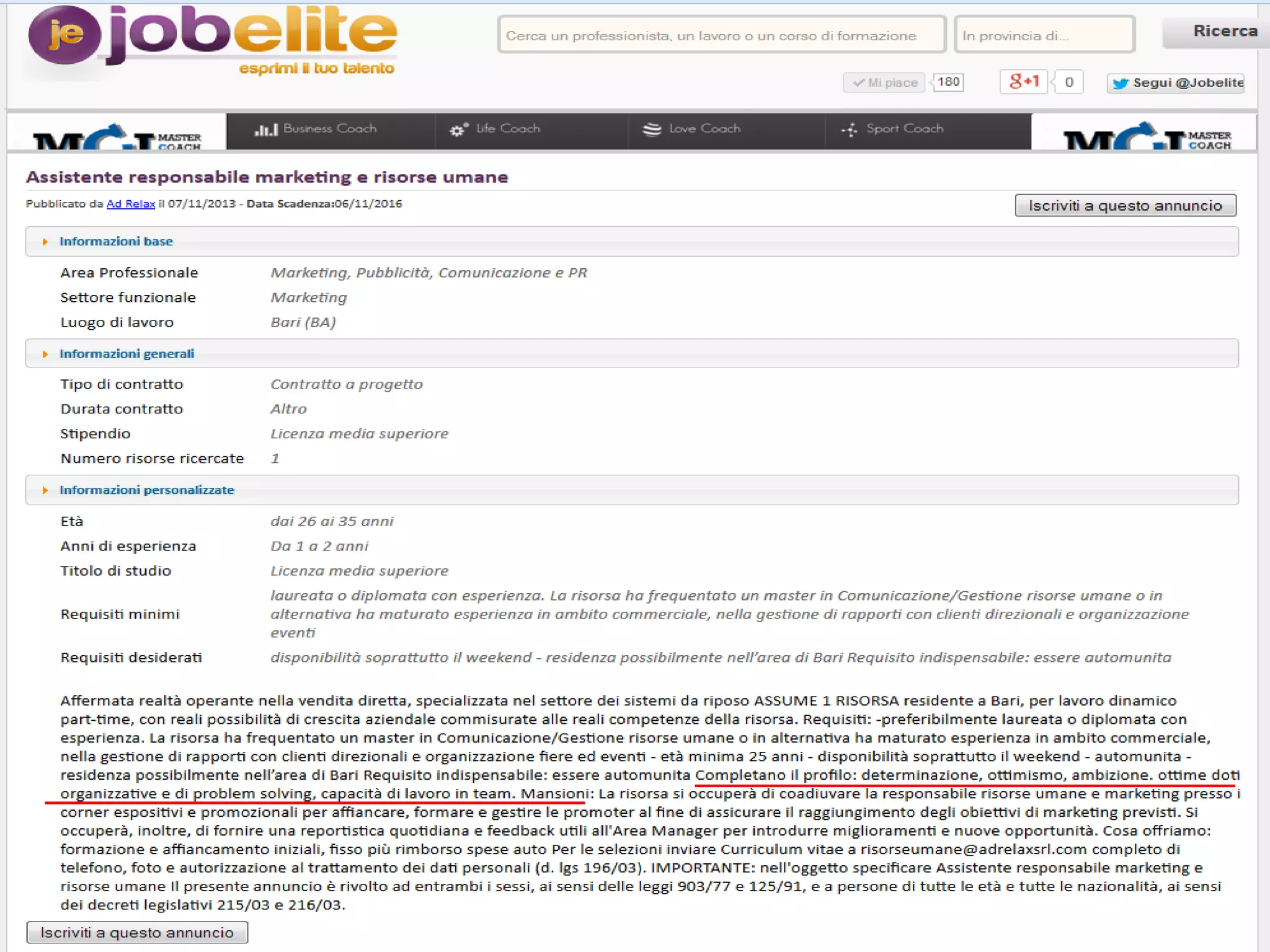 PASQUALE ADAMO – Coach, Formatore, Mediatore, Autore, Esperto Di PNL, - 3939455377 – adamop.blogspot.com – adamo@jobelite.it

 