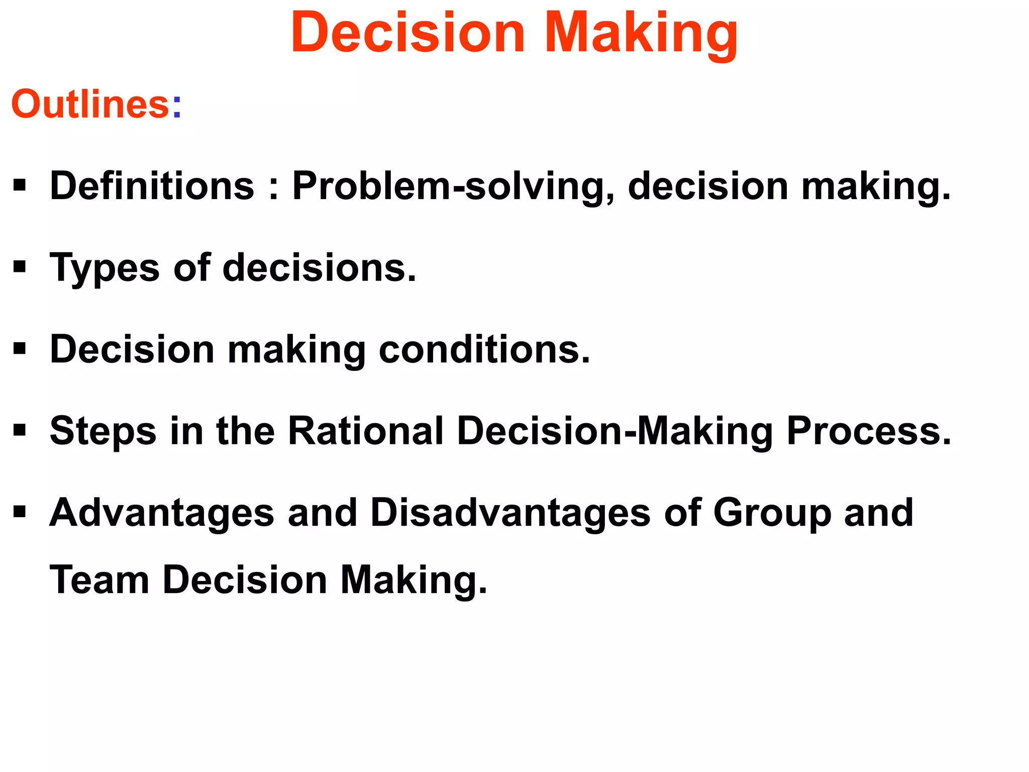 Problem solving &Decision Making | PPT