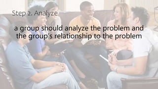 Step 2. Analyze
a group should analyze the problem and
the group’s relationship to the problem
 