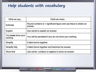 Help students with vocabulary
 