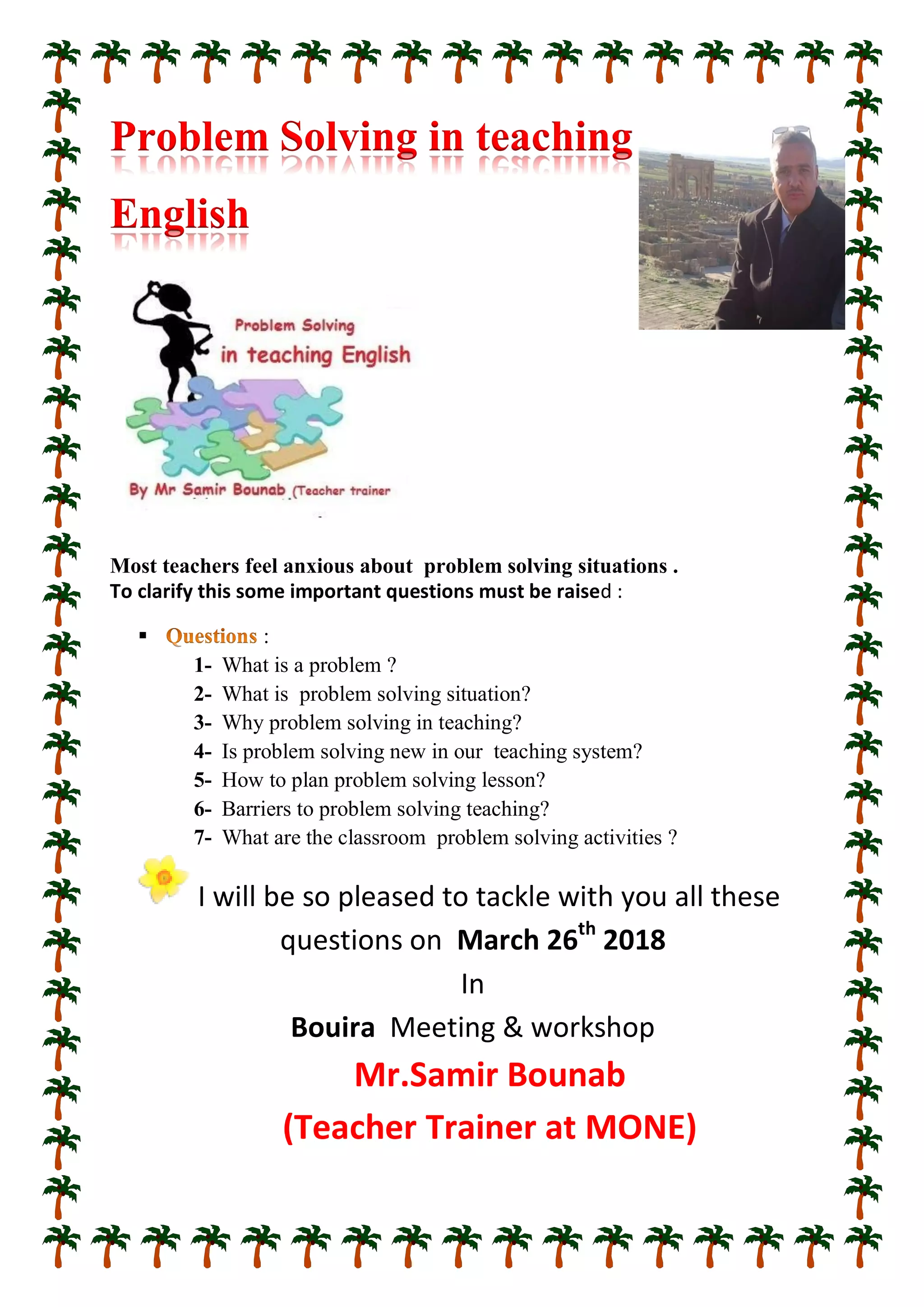 Problem solving in teaching english anouncement bouira march 2018 pdf