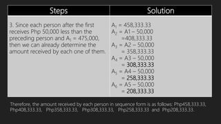 Problem solving involving arithmetic sequences and series | PPTX