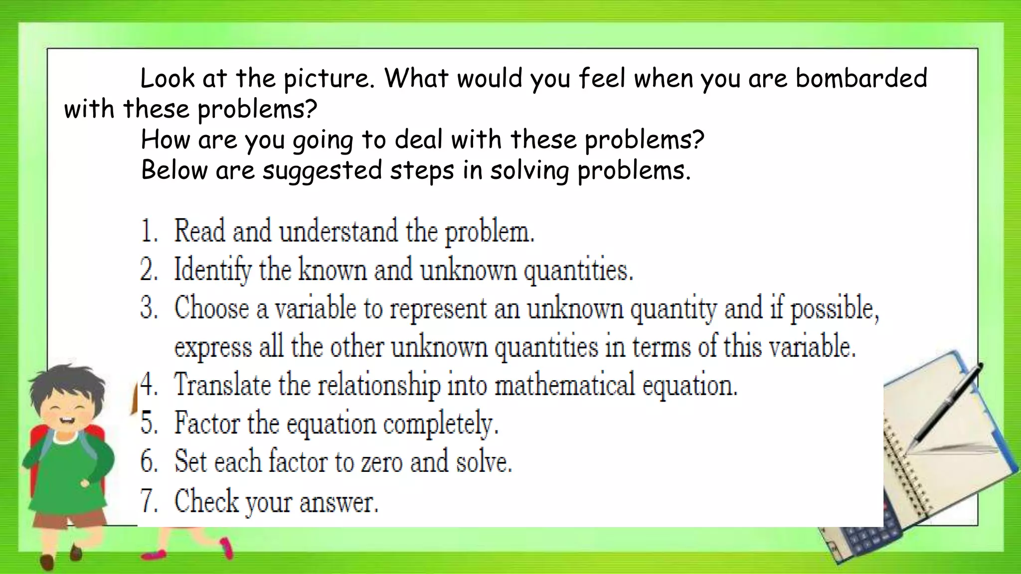 Problem Solving Involving Factoring | PPTX