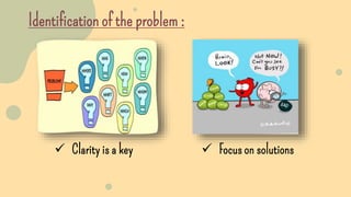 Identification of the problem :
 Clarity is a key  Focus on solutions
 