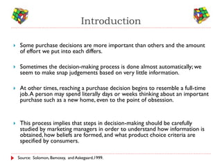 Introduction

    Some purchase decisions are more important than others and the amount
     of effort we put into each d...