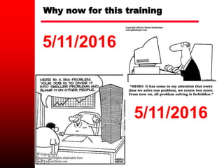 Why now for this training
5/11/2016
5/11/2016
 
