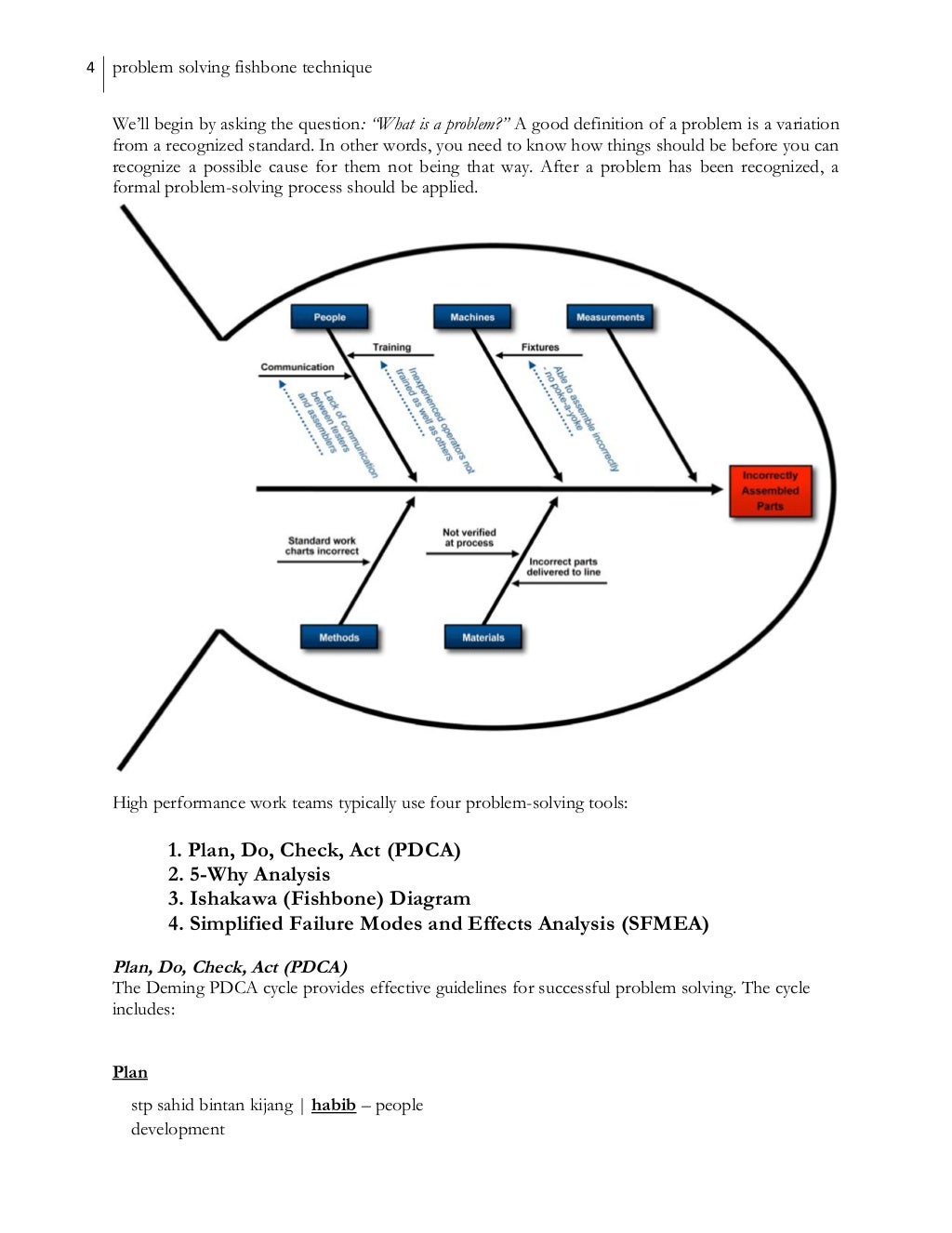 Problem solving use a fishbone diagram