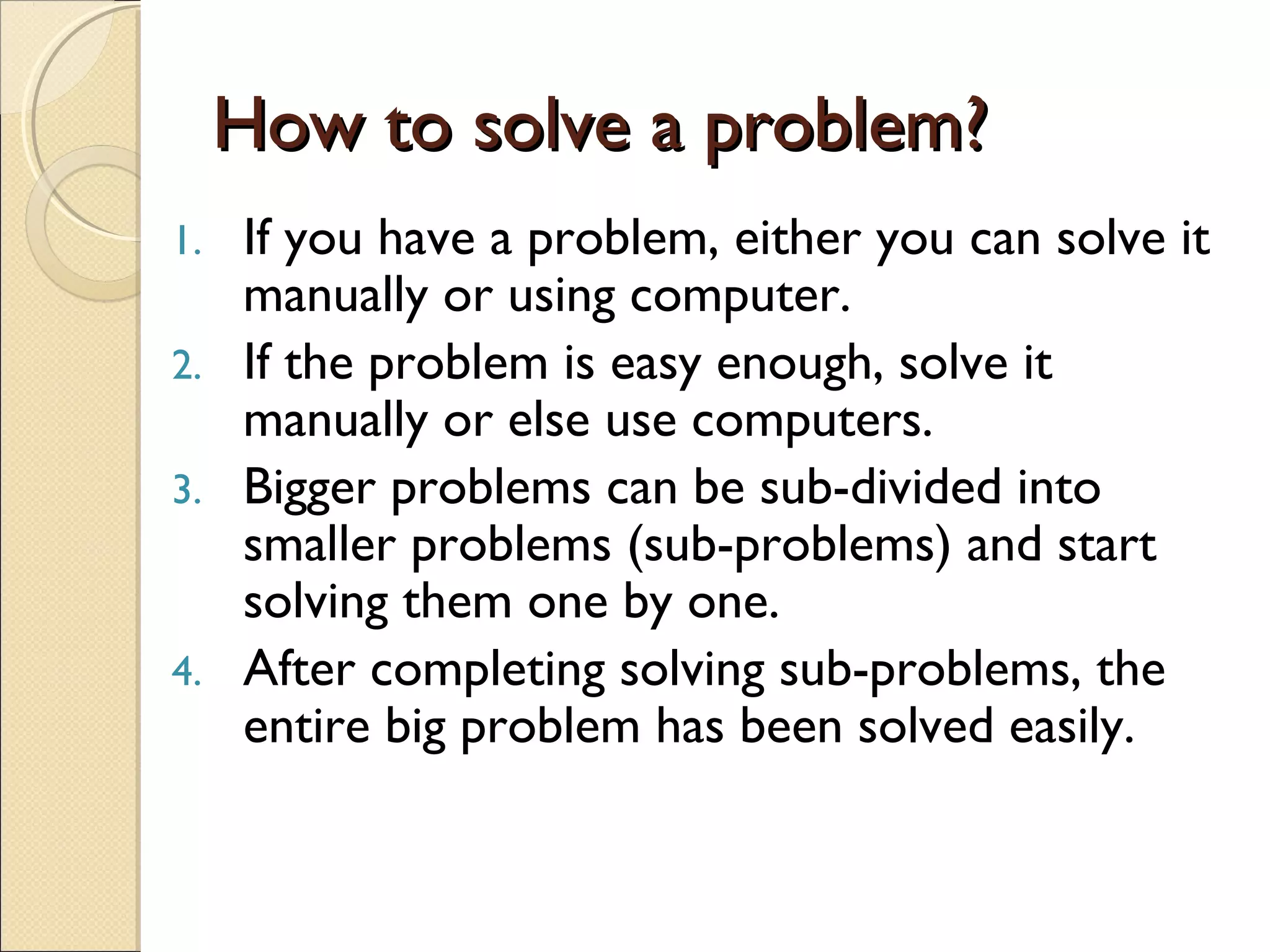 Problem solving using Computer | PPT