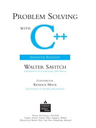 with C++ seventh Edition.pdf by walter Savitch | PDF