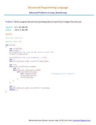 SPL 11.1 | Problems on Loop , Nested Loop | PDF | Free Download