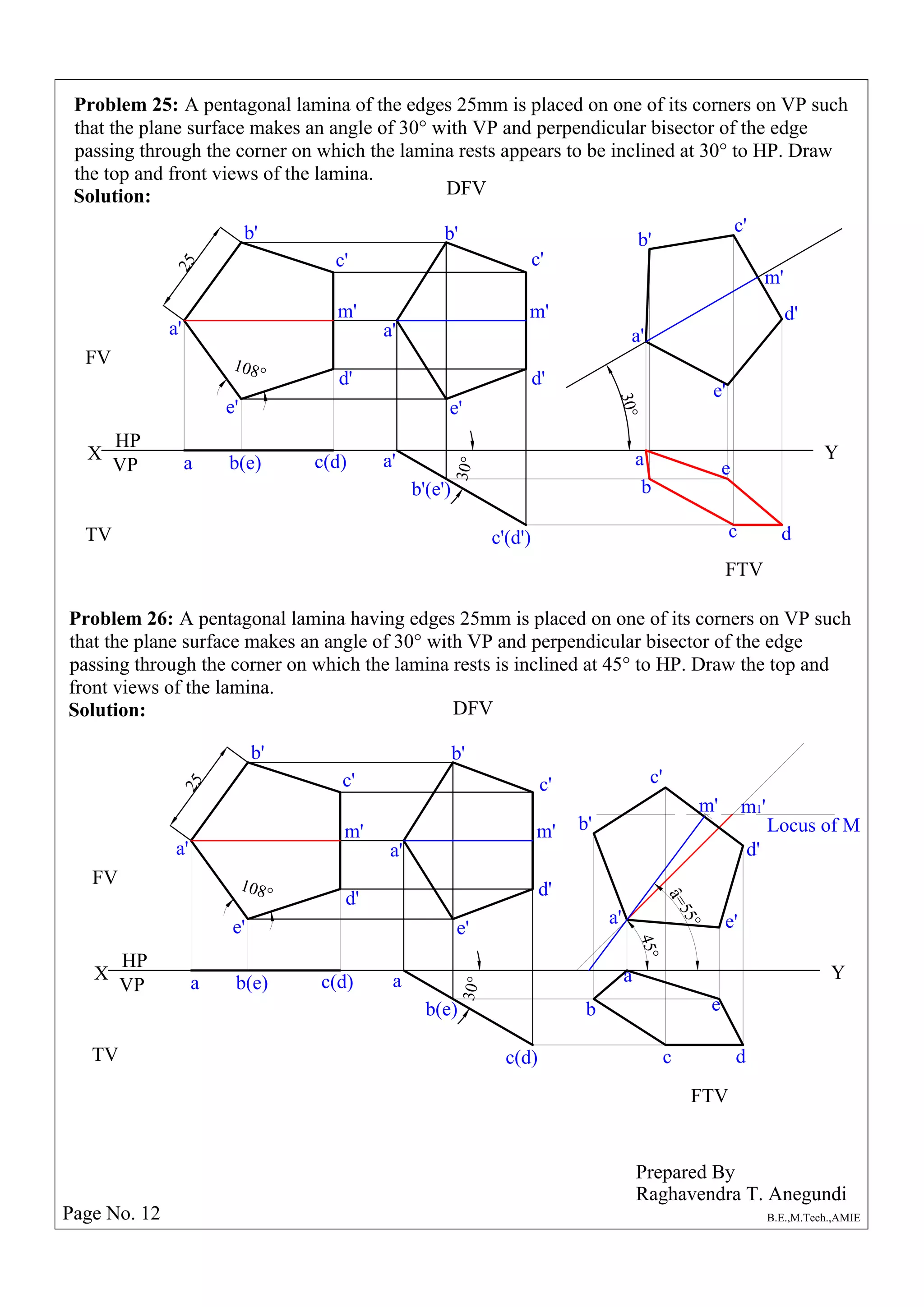 Engineering Graphics_Problems on Plane Surface | PDF