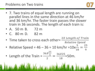 Train Problem Formula Problems on trains (2) | PPSX
