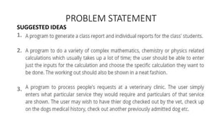 PROBLEM STATEMENT
SUGGESTED IDEAS
1.
2.
3.
 