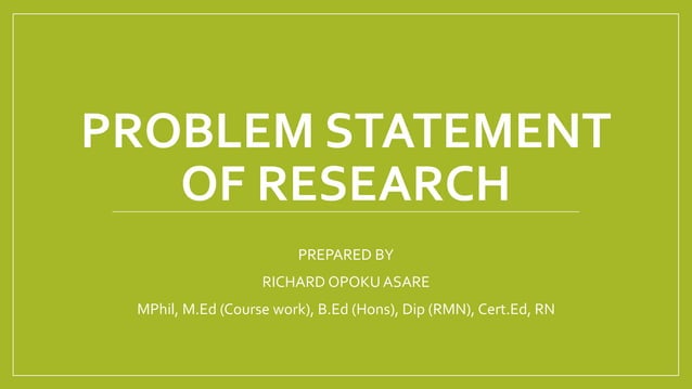 Problem statement of research | PDF | Education