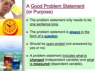 Writing a Good Purpose Statement (Problem Statement) | PPT