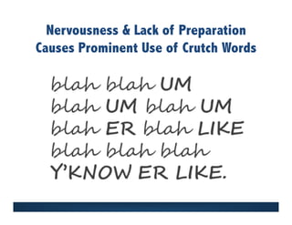 Nervousness & Lack of Preparation
Causes Prominent Use of Crutch Words
 