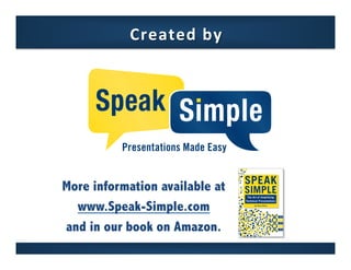 More information available at
www.Speak-Simple.com
and in our book on Amazon.
Created	
  by	
  
 
