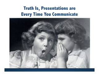 Truth Is, Presentations are
Every Time You Communicate
It’s	
  a	
  presenta/on	
  
 