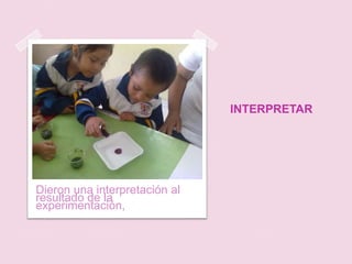 INTERPRETARDieron una interpretación al resultado de la experimentación,