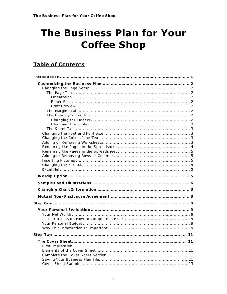 starting a coffee shop business plan