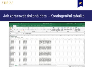 Jak zpracovat získaná data – Kontingenční tabulka
/ TIP 7 /
 