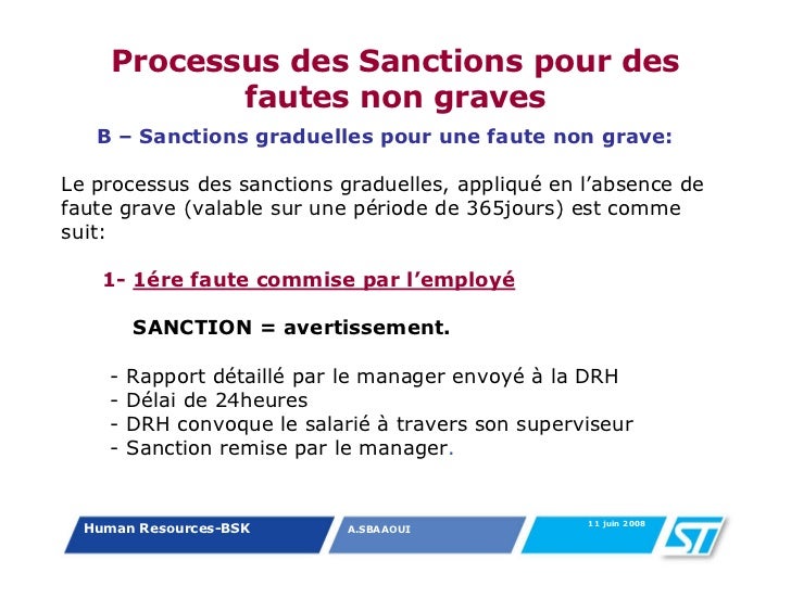 Procédures disciplinaires au travail
