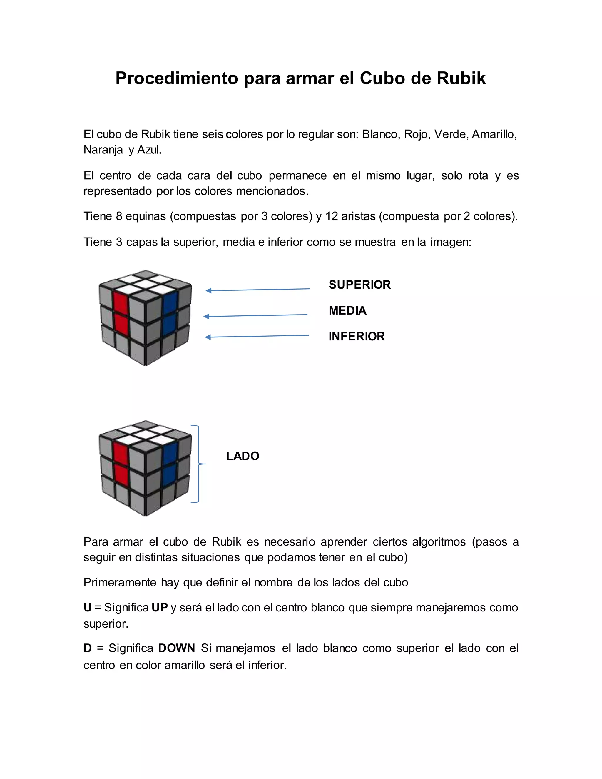 Procedimiento Para Armar El Cubo De Rubik Docx