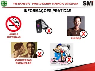 INFORMAÇÕES PRÁTICAS




                    X
  ÁREAS
INTERNAS
                                       X
                              RUÍDOS




                X
    CONVERSAS
    PARALELAS
                             X
 