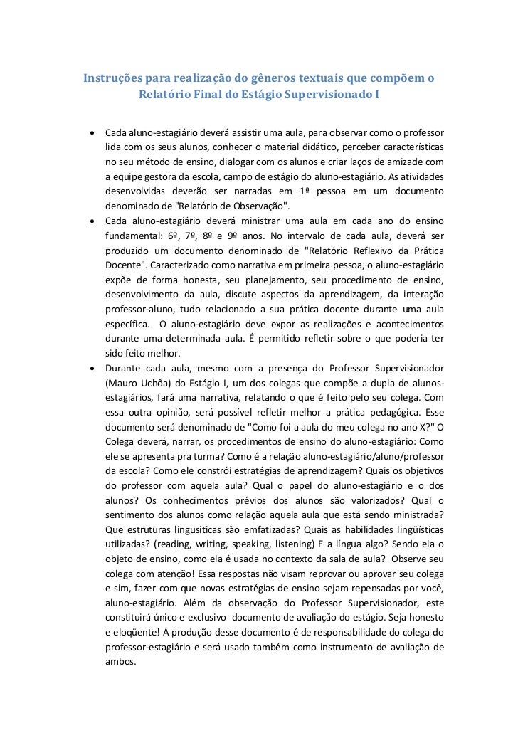 Como iniciar um relatorio de estagio supervisionado Como iniciar um relatorio de estagio supervisionado
